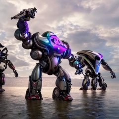 futuristic-biomechanical-super-robots-collect-toxic-waste-from-the-bathing-beach
